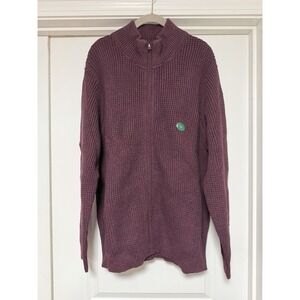 LL Bean Organic Cotton Waffle Sweater Quarter Zip Mens Sz XXL, Burgundy